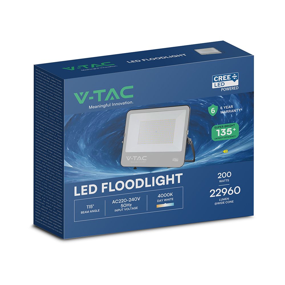 LED Προβολέας 100W Αδιάβροχος IP65 V-TAC Cree Chip Μαύρος 115° 27.000lm Ψυχρό Λευκό 6500K 6yrs Wty – 232206