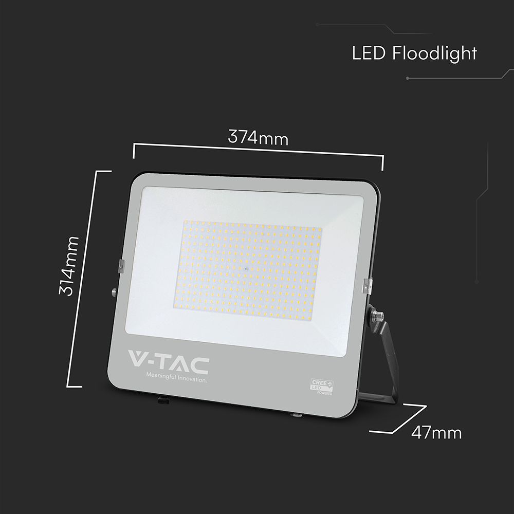 LED Προβολέας 100W Αδιάβροχος IP65 V-TAC Cree Chip Μαύρος 115° 27.000lm Ψυχρό Λευκό 6500K 6yrs Wty – 232206