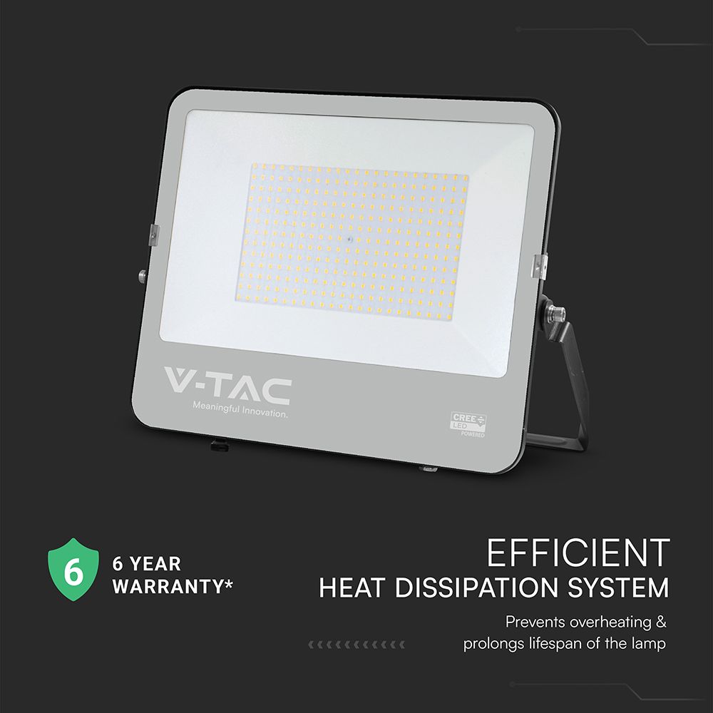 LED Προβολέας 100W Αδιάβροχος IP65 V-TAC Cree Chip Μαύρος 115° 27.000lm Ψυχρό Λευκό 6500K 6yrs Wty – 232206