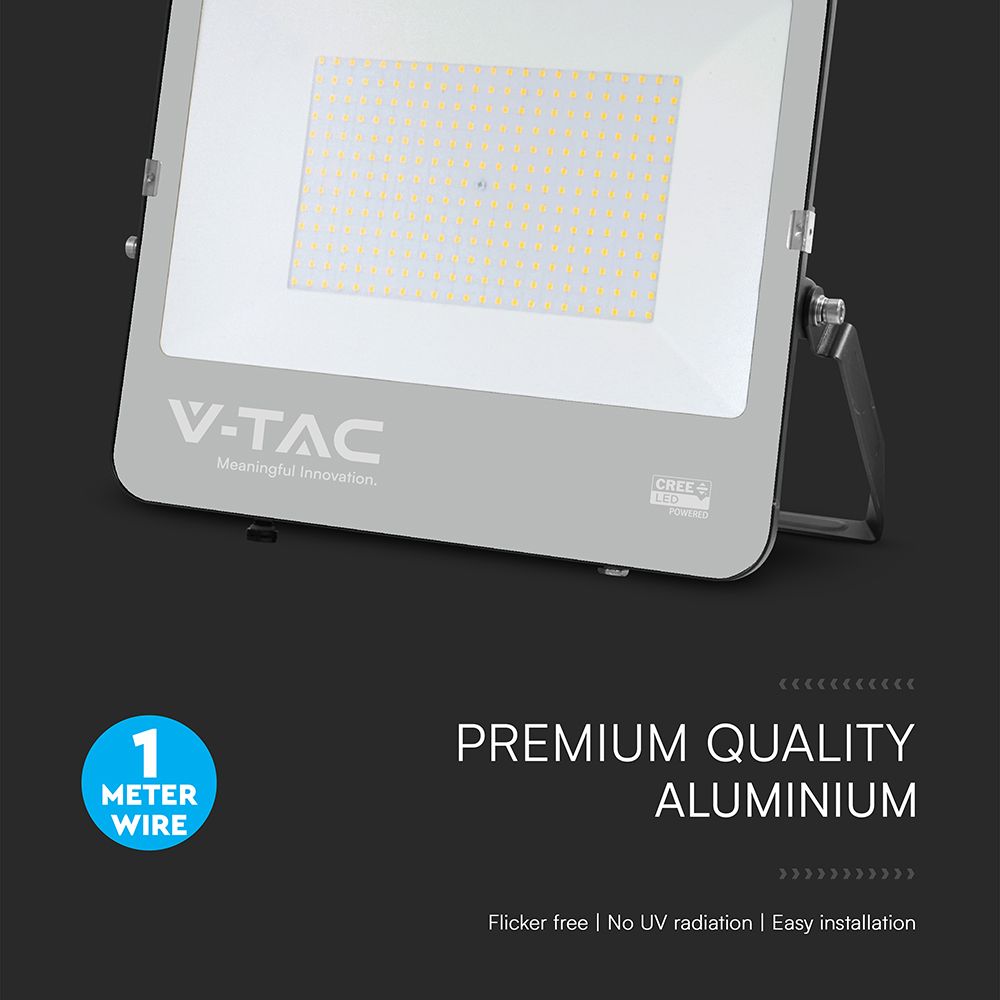 LED Προβολέας 100W Αδιάβροχος IP65 V-TAC Cree Chip Μαύρος 115° 27.000lm Ψυχρό Λευκό 6500K 6yrs Wty – 232206