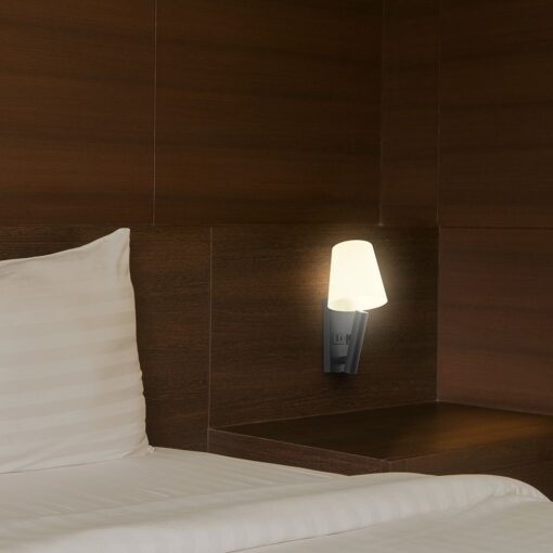 Φωτιστικό Τοίχου Κρεβατιού Ξενοδοχείου 2W LED CREE Chip Μαύρο Σώμα με Θύρες Φόρτισης USB 3000K  V-TAC – 240016