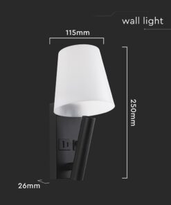 Φωτιστικό Τοίχου Κρεβατιού Ξενοδοχείου 2W LED CREE Chip Μαύρο Σώμα με Θύρες Φόρτισης USB 3000K V-TAC – 240016