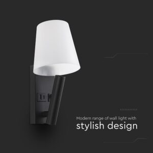 Φωτιστικό Τοίχου Κρεβατιού Ξενοδοχείου 2W LED CREE Chip Μαύρο Σώμα με Θύρες Φόρτισης USB 3000K  V-TAC – 240016