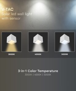 Ηλιακό Φωτιστικό Τοίχου 3W LED CCT Λευκό IP65 με Ανίχνευση Κίνησης V-TAC – 24063