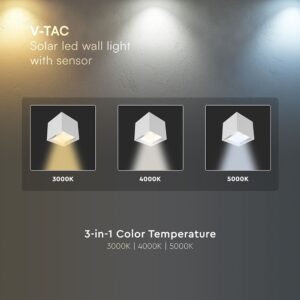 Ηλιακό Φωτιστικό Τοίχου 3W LED CCT Λευκό IP65 με Ανίχνευση Κίνησης V-TAC – 24063