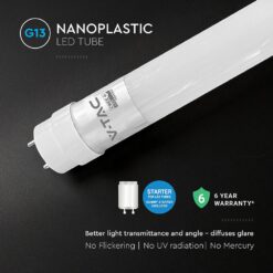 LED Λάμπα T8 G13 150cm 15W V-TAC Cree Chip 2250lm 160° Ψυχρό 6500K 6yrs Wty – 240696