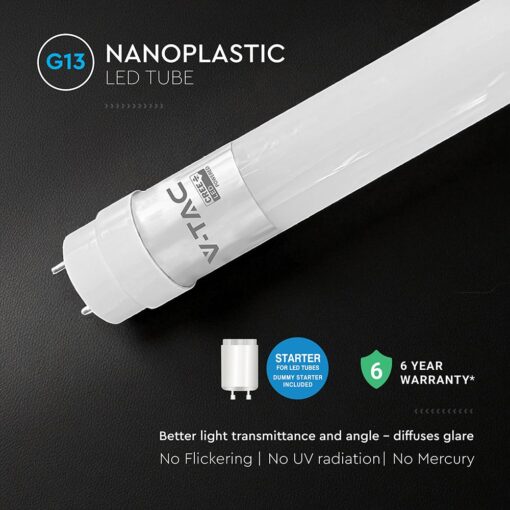 LED Λάμπα T8 G13 150cm 15W V-TAC Cree Chip 2250lm 160° Ψυχρό 6500K 6yrs Wty – 240696