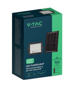 50W LED Ηλιακός Προβολέας CCT 2000K-8000K Μαύρος IP65 V-TAC – 24082