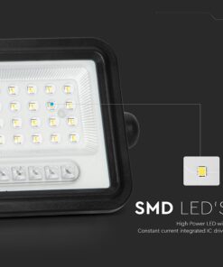 50W LED Ηλιακός Προβολέας CCT 2000K-8000K Μαύρος IP65 V-TAC – 24082