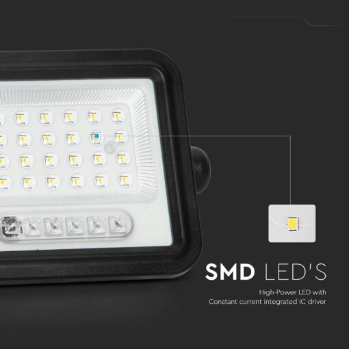 50W LED Ηλιακός Προβολέας CCT 2000K-8000K Μαύρος IP65 V-TAC – 24082