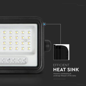 50W LED Ηλιακός Προβολέας CCT 2000K-8000K Μαύρος IP65 V-TAC – 24082