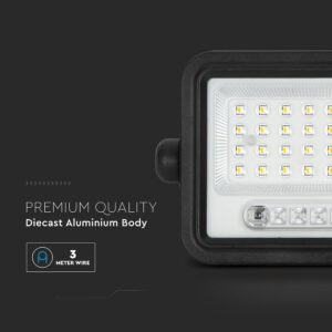 50W LED Ηλιακός Προβολέας CCT 2000K-8000K Μαύρος IP65 V-TAC – 24082
