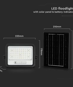 100W LED Ηλιακός Προβολέας CCT 2000K-8000K Μαύρος IP65 V-TAC – 24083