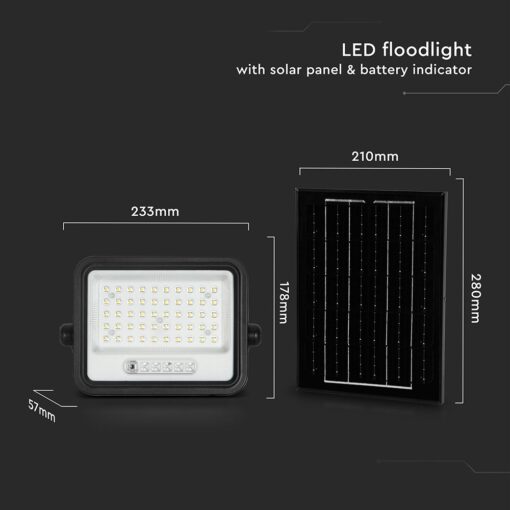 100W LED Ηλιακός Προβολέας CCT 2000K-8000K Μαύρος IP65 V-TAC – 24083