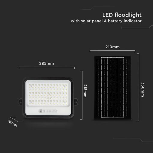 200W LED Ηλιακός Προβολέας CCT 2000K-8000K Μαύρος IP65 V-TAC – 24084
