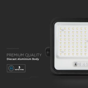 200W LED Ηλιακός Προβολέας CCT 2000K-8000K Μαύρος IP65 V-TAC – 24084