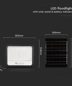 300W LED Ηλιακός Προβολέας CCT 2000K-8000K Μαύρος IP65 V-TAC – 24086