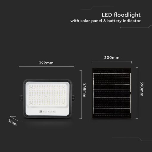 300W LED Ηλιακός Προβολέας CCT 2000K-8000K Μαύρος IP65 V-TAC – 24086