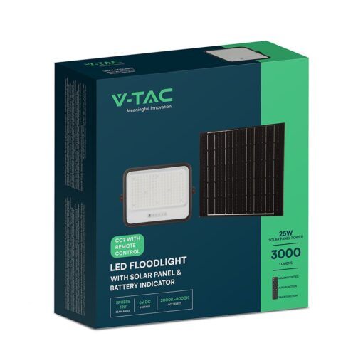 400W LED Ηλιακός Προβολέας CCT 2000K-8000K Μαύρος IP65 V-TAC – 24086
