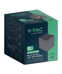 Ηλιακό Φωτιστικό Τοίχου 3W LED CCT Aνθρακί IP65 V-TAC – 24089