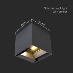 Ηλιακό Φωτιστικό Τοίχου 3W LED CCT Aνθρακί IP65 V-TAC – 24089