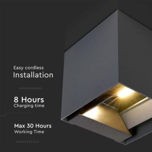 Ηλιακό Φωτιστικό Τοίχου 3W LED CCT Aνθρακί IP65 V-TAC – 24089