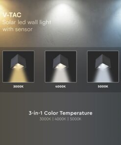 Ηλιακό Φωτιστικό Τοίχου 3W LED CCT Aνθρακί IP65 V-TAC – 24089
