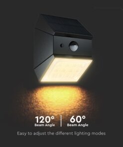 2.5W LED Ηλιακό Φωτιστικό Τοίχου Περιστρεφόμενο Μαύρο με Ανιχνευτή Κίνησης CCT IP65 V-TAC – 24096