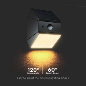 2.5W LED Ηλιακό Φωτιστικό Τοίχου Περιστρεφόμενο Μαύρο με Ανιχνευτή Κίνησης CCT IP65 V-TAC – 24096