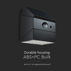 2.5W LED Ηλιακό Φωτιστικό Τοίχου Περιστρεφόμενο Μαύρο με Ανιχνευτή Κίνησης CCT IP65 V-TAC – 24096