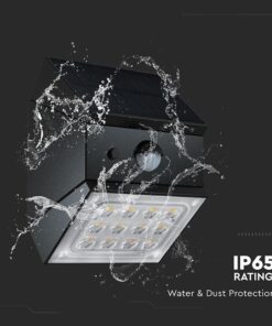 2.5W LED Ηλιακό Φωτιστικό Τοίχου Περιστρεφόμενο Μαύρο με Ανιχνευτή Κίνησης CCT IP65 V-TAC – 24096