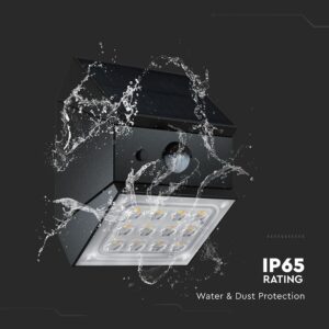 2.5W LED Ηλιακό Φωτιστικό Τοίχου Περιστρεφόμενο Μαύρο με Ανιχνευτή Κίνησης CCT IP65 V-TAC – 24096