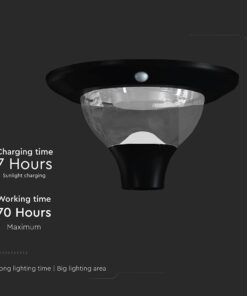 15W LED Ηλιακό Φωτιστικό Κορυφής για Κολωνάκι Φ60 Κήπου CCT Μαύρο IP65 με Ανιχνευτή Κίνησης V-TAC – 24098