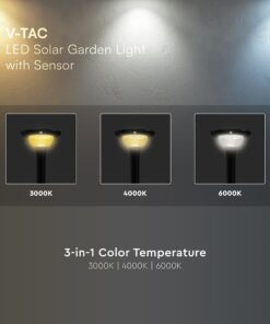 15W LED Ηλιακό Φωτιστικό Κορυφής για Κολωνάκι Φ60 Κήπου CCT Μαύρο IP65 με Ανιχνευτή Κίνησης V-TAC – 24098