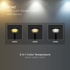 15W LED Ηλιακό Φωτιστικό Κορυφής για Κολωνάκι Φ60 Κήπου CCT Μαύρο IP65 με Ανιχνευτή Κίνησης V-TAC – 24098