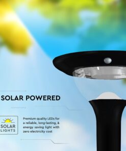 15W LED Ηλιακό Φωτιστικό Κορυφής για Κολωνάκι Φ60 Κήπου CCT Μαύρο IP65 με Ανιχνευτή Κίνησης V-TAC – 24098