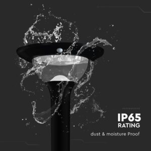 15W LED Ηλιακό Φωτιστικό Κορυφής για Κολωνάκι Φ60 Κήπου CCT Μαύρο IP65 με Ανιχνευτή Κίνησης V-TAC – 24098
