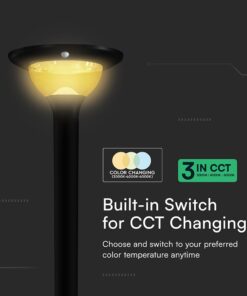 15W LED Ηλιακό Φωτιστικό Κορυφής για Κολωνάκι Φ60 Κήπου CCT Μαύρο IP65 με Ανιχνευτή Κίνησης V-TAC – 24098