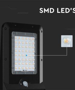 20W LED Ηλιακό Φωτιστικό Δρόμου 3000lm CCT Μαύρο IP65 με Ανιχνευτή Κίνησης & Αισθητήρας Φωτός V-TAC – 24099