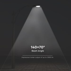 20W LED Ηλιακό Φωτιστικό Δρόμου 3000lm CCT Μαύρο IP65 με Ανιχνευτή Κίνησης & Αισθητήρας Φωτός V-TAC – 24099