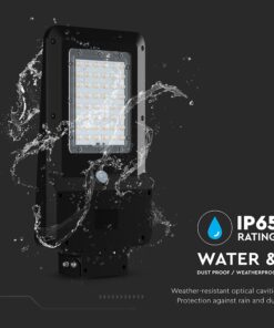 20W LED Ηλιακό Φωτιστικό Δρόμου 3000lm CCT Μαύρο IP65 με Ανιχνευτή Κίνησης & Αισθητήρας Φωτός V-TAC – 24099