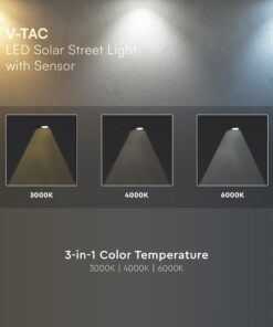 20W LED Ηλιακό Φωτιστικό Δρόμου 3000lm CCT Μαύρο IP65 με Ανιχνευτή Κίνησης & Αισθητήρας Φωτός V-TAC – 24099