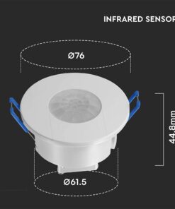 Ανιχνευτής Κίνησης Χωνευτός Λευκός V-TAC – 24108