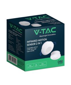 Ανιχνευτής Κίνησης PIR V-TAC Χωνευτός/Επιφανειακός 2σε1 Λευκός 8m 600W 5yrs Wty- 24109