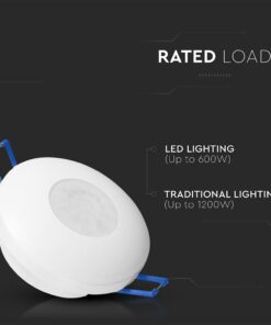 Ανιχνευτής Κίνησης PIR V-TAC Χωνευτός/Επιφανειακός 2σε1 Λευκός 8m 600W 5yrs Wty- 24109