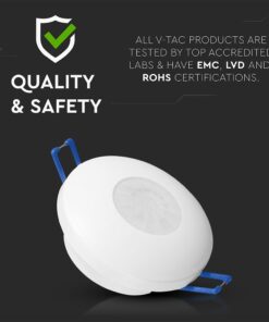 Ανιχνευτής Κίνησης PIR V-TAC Χωνευτός/Επιφανειακός 2σε1 Λευκός 8m 600W 5yrs Wty- 24109