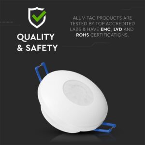 Ανιχνευτής Κίνησης PIR V-TAC Χωνευτός/Επιφανειακός 2σε1 Λευκός 8m 600W 5yrs Wty- 24109