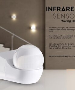 Επιτοίχιος Aνιχνευτής Kίνησης 180°/360° – IP44 Max 600W Λευκός V-TAC 24110VT