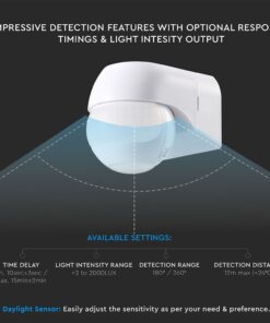 Επιτοίχιος Aνιχνευτής Kίνησης 180°/360° – IP44 Max 600W Λευκός V-TAC 24110VT