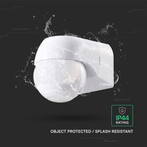 Επιτοίχιος Aνιχνευτής Kίνησης 180°/360° – IP44 Max 600W Λευκός V-TAC 24110VT